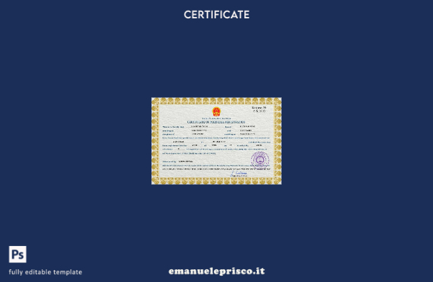 Modello PSD del certificato di matrimonio cinese in stile verificato